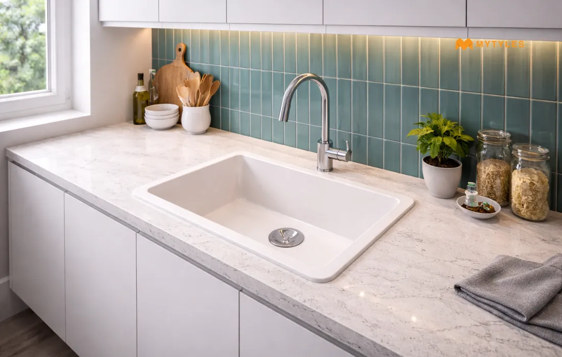 Futura Intelligent Sink (white) in kitchen 